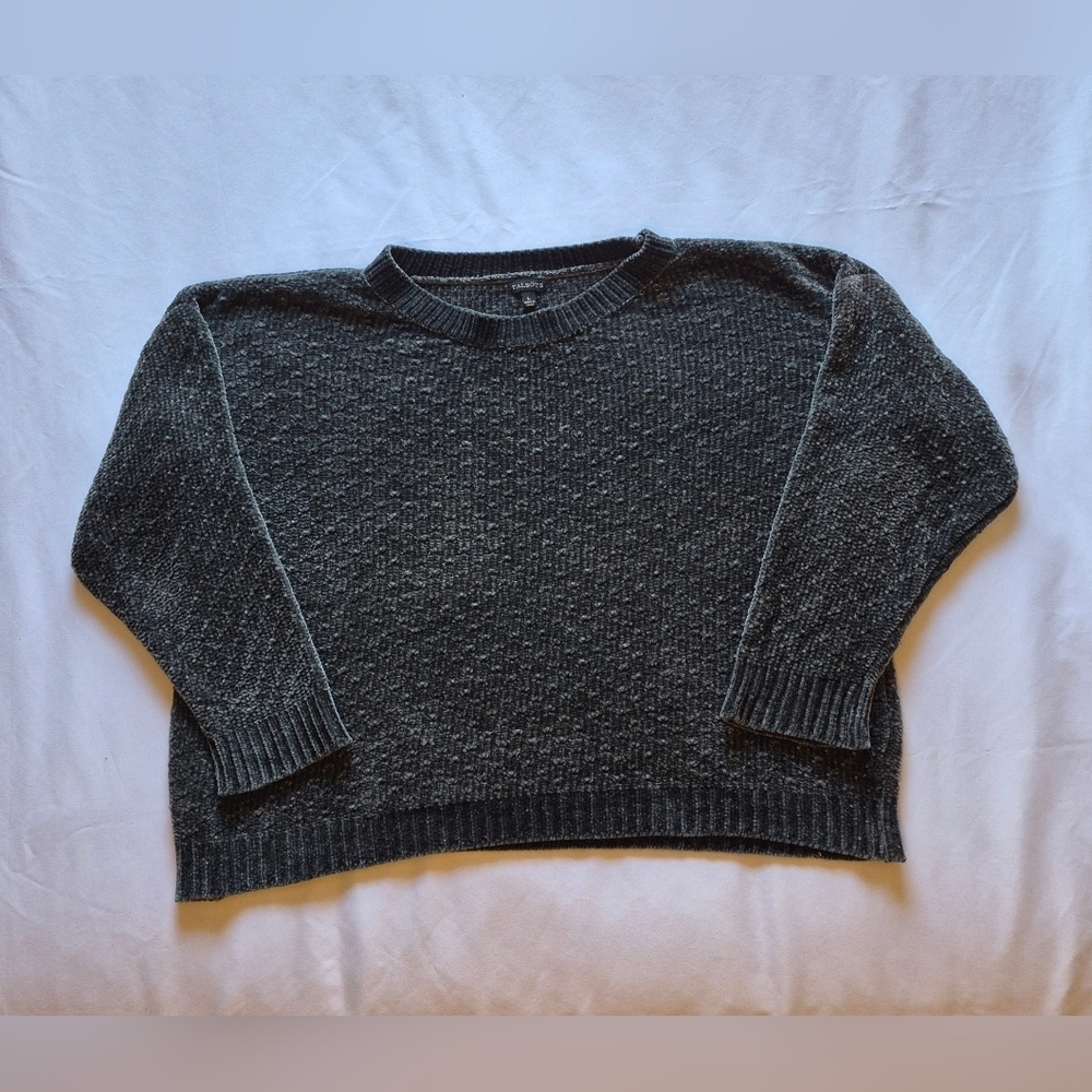 Talbots Charcoal Gray Soft Knit Cropped Sweater Oversized Size L